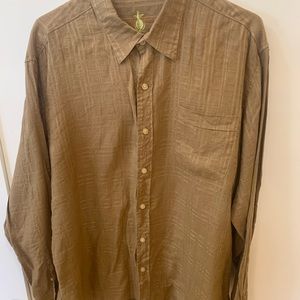 Tommy Bahama long sleeve linen shirt, size:large, light brown